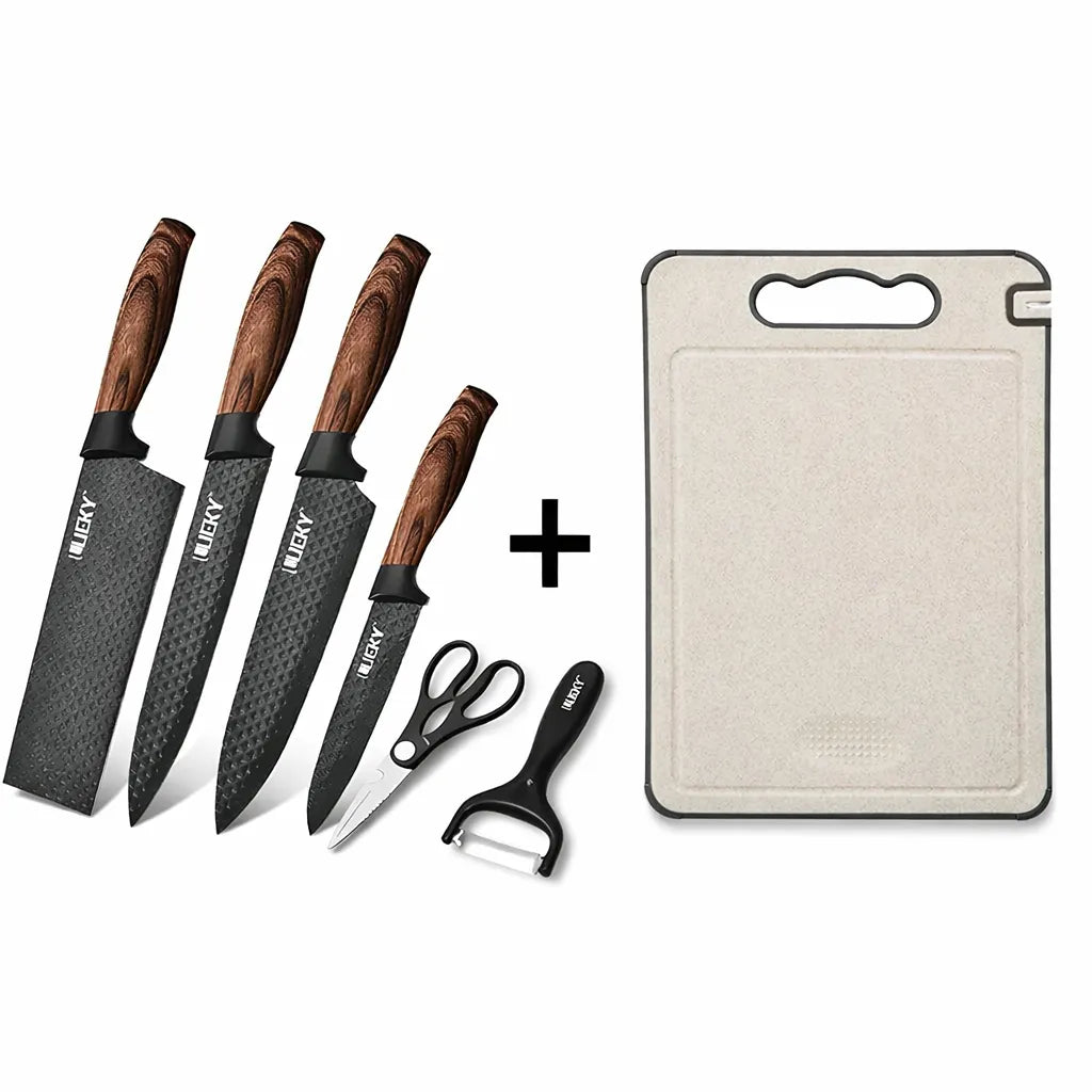 Kit de Facas Inox 6 em 1 com Cabos Ergonômicos