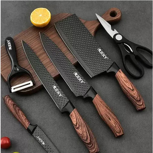 Kit de Facas Inox 6 em 1 com Cabos Ergonômicos