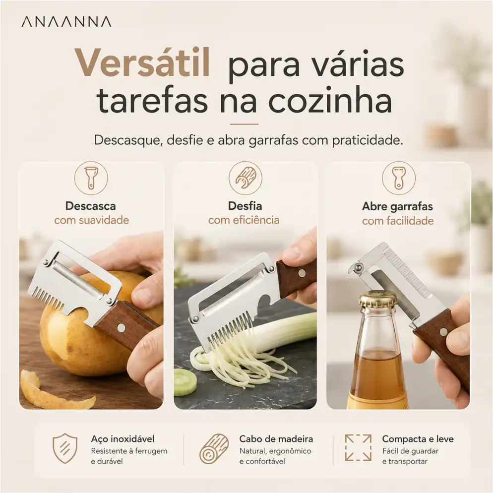 DescascaJá™ - Descascador de Legumes 3 em 1