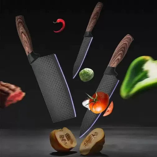 Kit de Facas Inox 6 em 1 com Cabos Ergonômicos