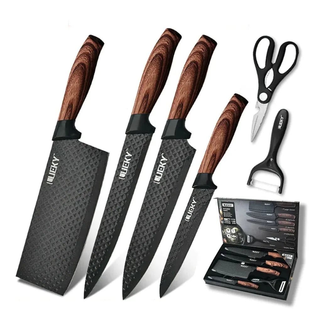 Kit de Facas Inox 6 em 1 com Cabos Ergonômicos